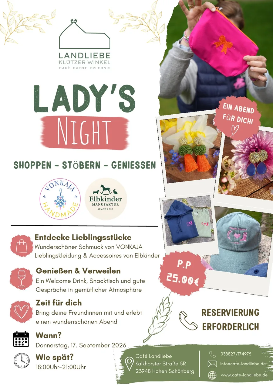 Flyer Lady's Night im Café Landliebe am 17. September 2026