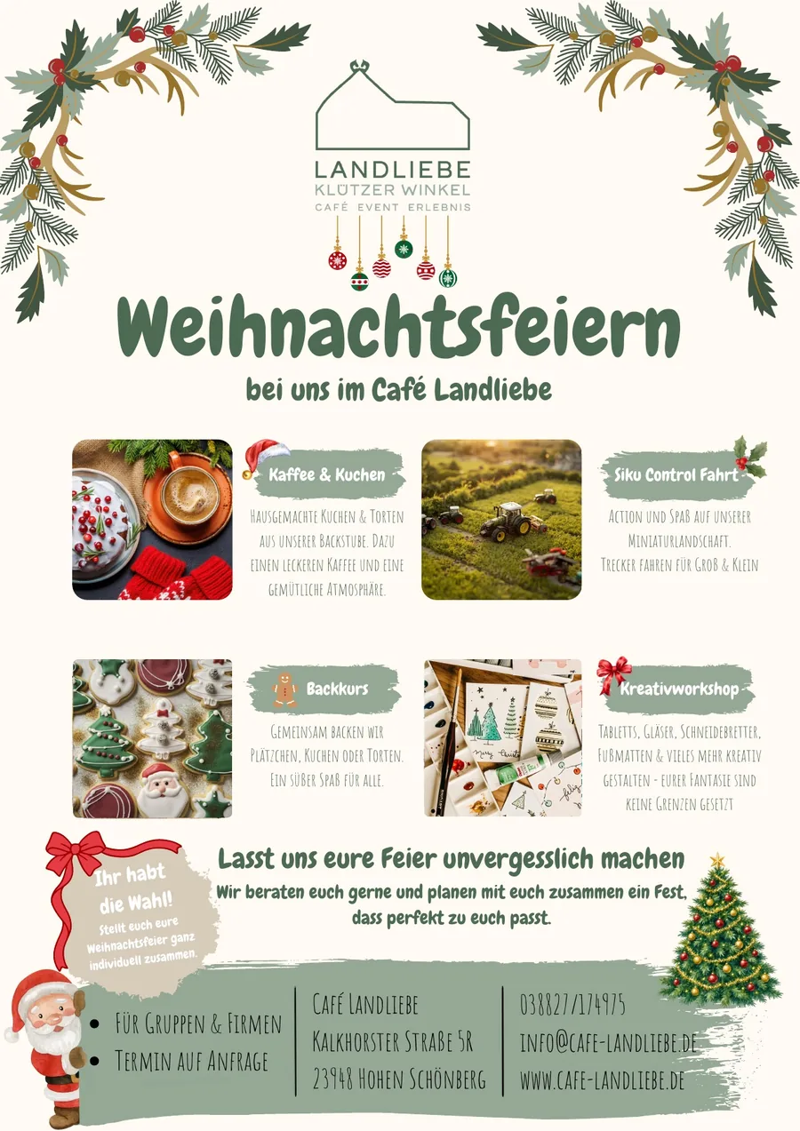 Flyer Weihnachtsfeiern im Café Landliebe